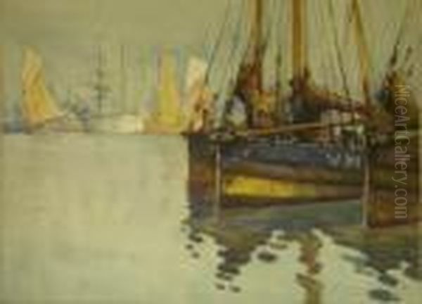 Scarborough Harbour Oil Painting by Harry Wanless