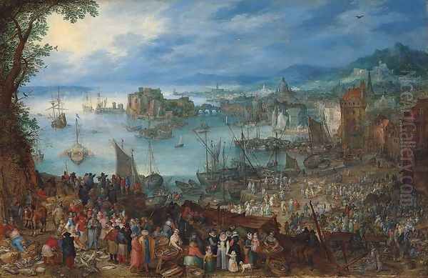 Great Fish-Market 1603 Oil Painting by Jan The Elder Brueghel