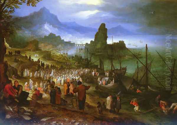 Christ Preaching At The Seaport Oil Painting by Jan The Elder Brueghel