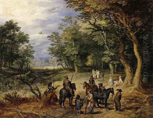 Guards in a Forest Clearing 1607 Oil Painting by Jan The Elder Brueghel