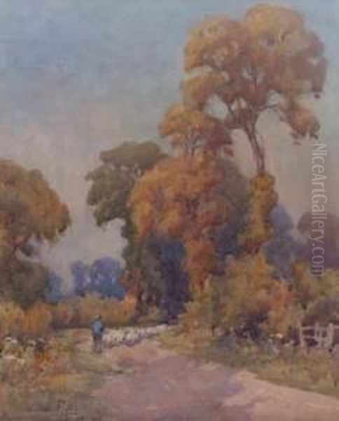 Rural Lane With Figure Oil Painting by Samuel Warburton