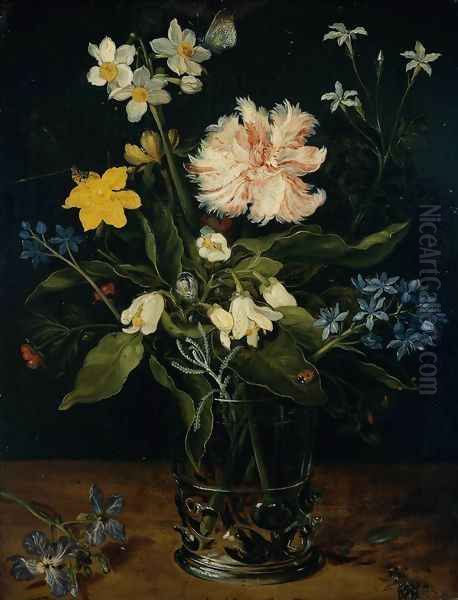 Still Life With Flowers In A Glass Oil Painting by Jan The Elder Brueghel