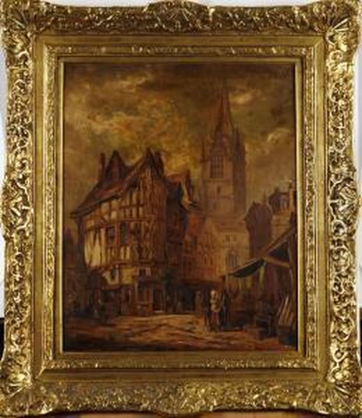 Stadsmov Med Kyrka Oil Painting by Alfred Ward