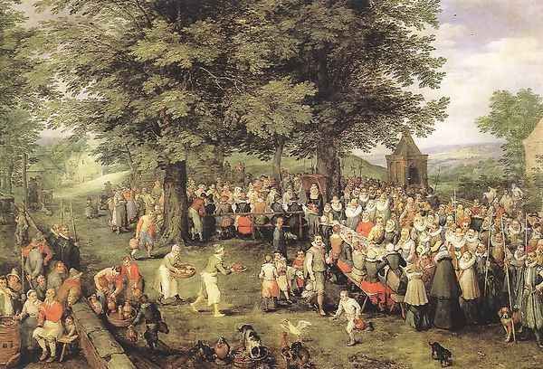 Wedding Banquet Oil Painting by Jan The Elder Brueghel