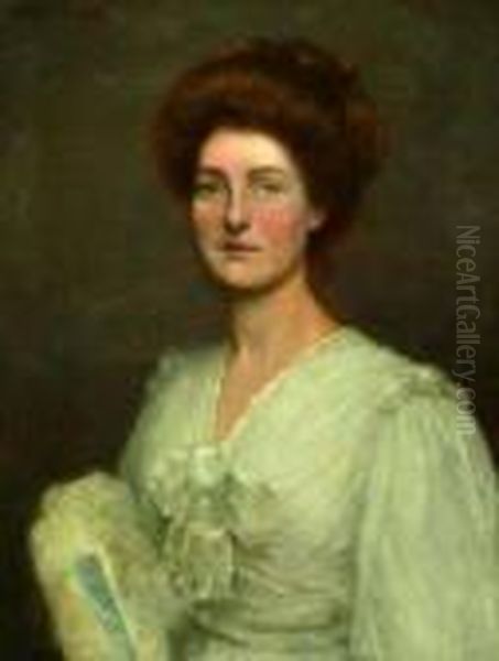 Portrait Of Mrs. Anderson, Signed And Dated 1907 Upper Left Oil Painting by Alfred Ward