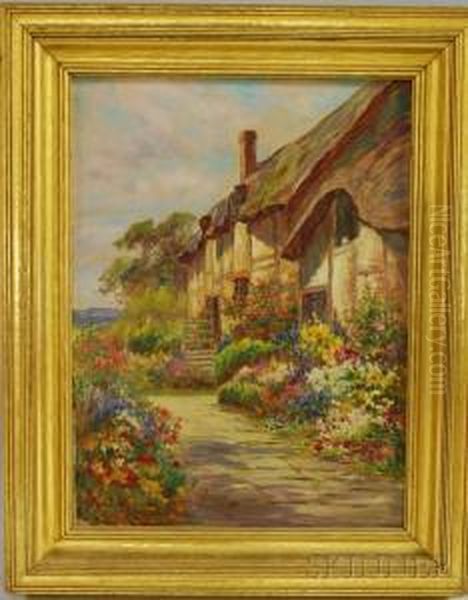 Ann Hathaway's Cottage Oil Painting by Arthur E. Ward