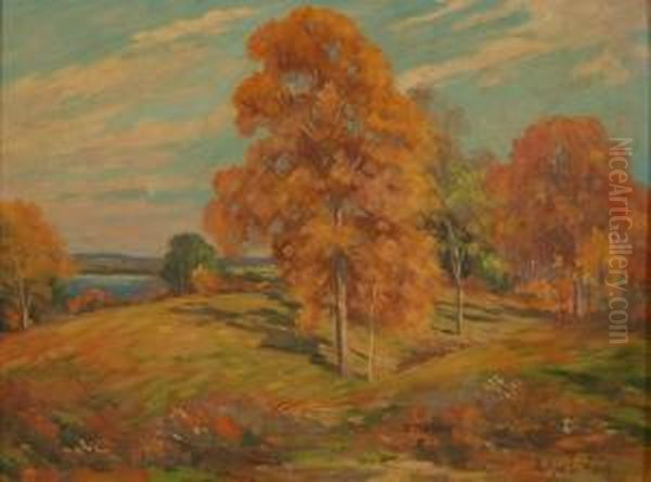 Fall Landscape Oil Painting by Arthur E. Ward