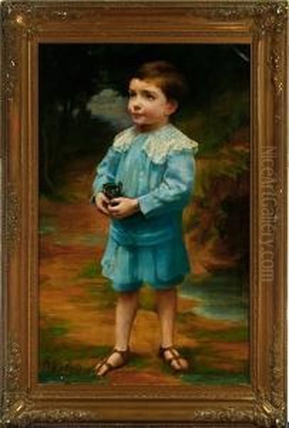 A Russian Nobleboy In A Blue Suit Oil Painting by Bernard Evans Ward