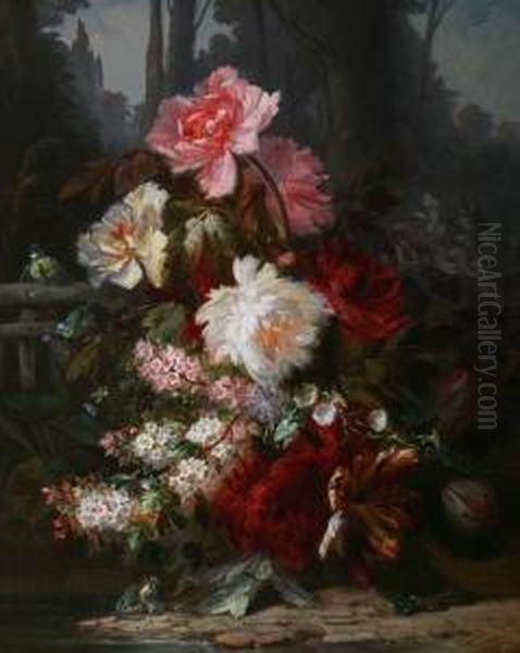 Landscape With Flowers And Birds Oil Painting by Camille Ward