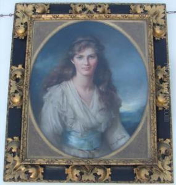 An Oval Portrait Of The 10th Countess Of Coventry Oil Painting by Charlotte Blakeney Ward