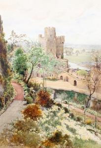 Winchester Tower From King James's Herbere,norman Tower Garden Oil Painting by Cyril Ward