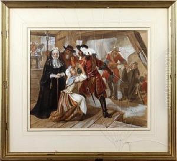 The Arrest Of Alice Lisle Oil Painting by Edgar Melville Ward