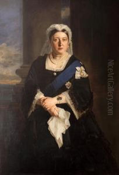 Three Quarter Portrait Of Queen Victoria Oil Painting by Henrietta Mary Ada Ward