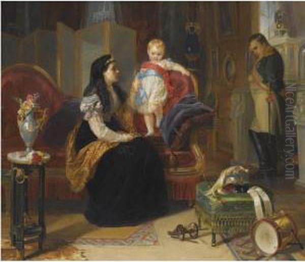 First Interview Of The Divorced Empress Josephine With The Kingof Rome Oil Painting by Henrietta Mary Ada Ward