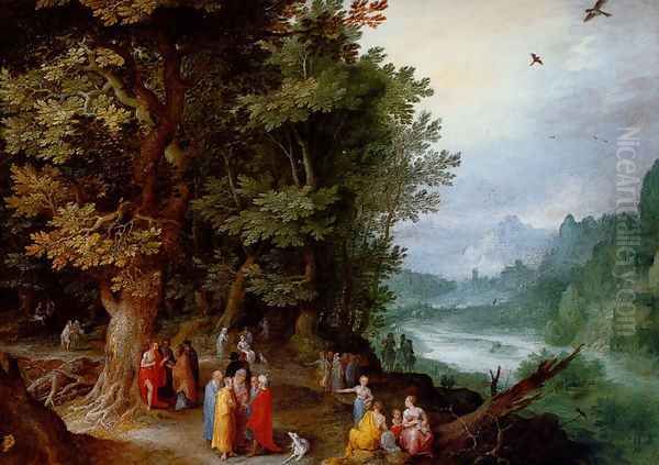 St John Preaching in the Wilderness c. 1600 Oil Painting by Jan The Elder Brueghel