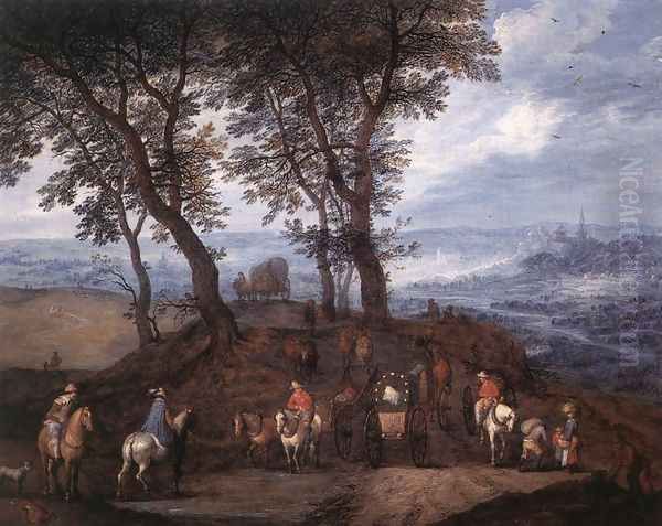 Travellers On The Way Oil Painting by Jan The Elder Brueghel