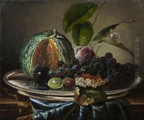 Still Life With Fruit Oil Painting by James Charles Ward