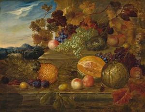 Still Life Of Fruit And Bird