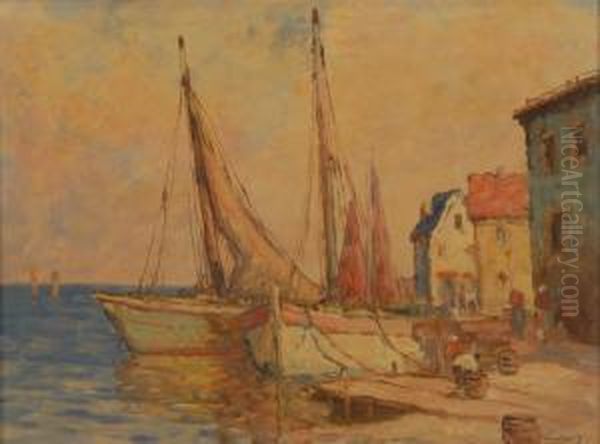 Harbor Scene With Boats Oil Painting by William, Ward Jnr.