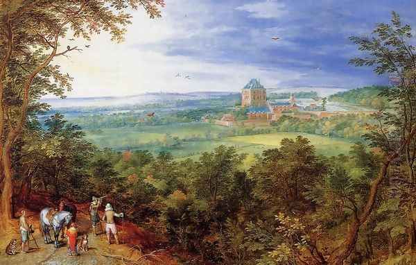 Landscape with the Chateau de Mariemont Oil Painting by Jan The Elder Brueghel