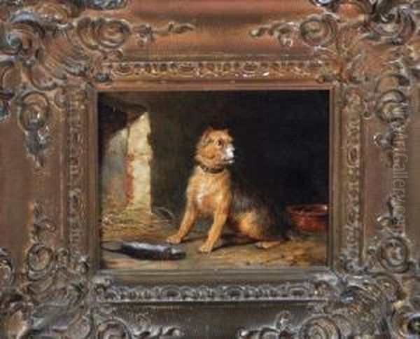 A Terrier Ratting Oil Painting by Martin Theodore Ward