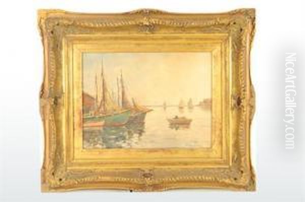 Rhode Island Fishing Boats Oil Painting by William Ward, Jr.