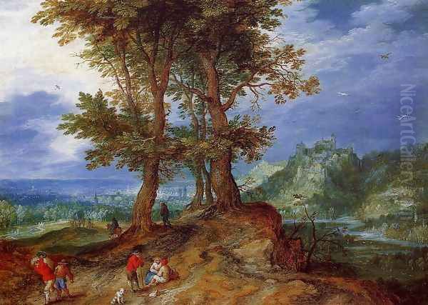 On the Road to Market Oil Painting by Jan The Elder Brueghel