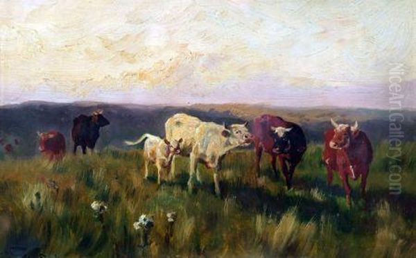 Cows In A Field Oil Painting by Arthur Wardle