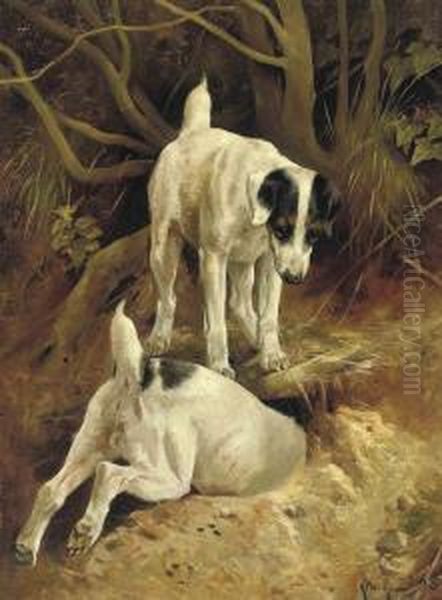 Rabbiting Oil Painting by Arthur Wardle