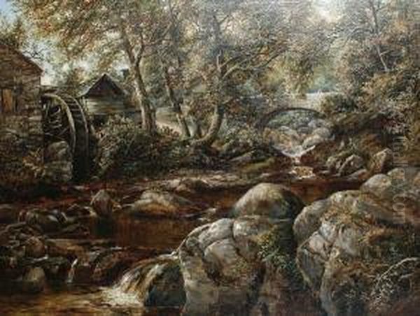 A Watermill In Wales Oil Painting by William Henry Waring