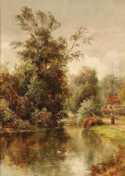 The Duck Pond Oil Painting by William Henry Waring