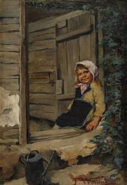 Liten Flicka I Dorroppning Oil Painting by Elisabeth Warling