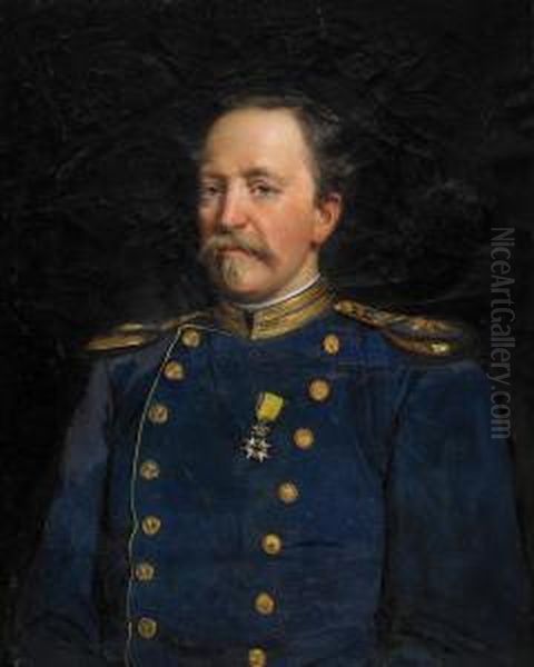 Portratt Av Friherre Kapten Lars Gustav Von Paykull Ikladd Uniformsrock Med Svardsorden - Midjebild Oil Painting by Elisabeth Warling