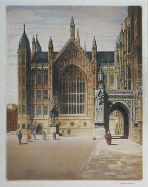 Westminster Hall From The South Oil Painting by Herbert Gordon Warlow