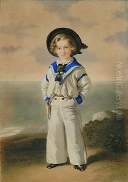 Portrait Of A Boy In A Sailor Suit Oil Painting by William Warman