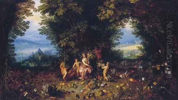 Earth Allegories of the Four Elements Oil Painting by Jan The Elder Brueghel