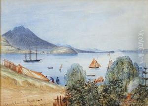 Auckland Harbour From Commercial Bay Oil Painting by Henry James, Colonel Warre