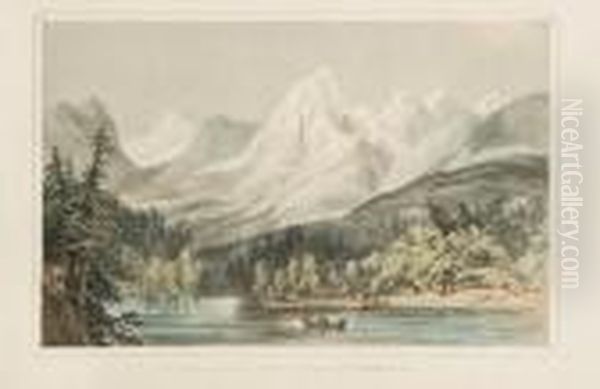 The Rocky Mountains From Thecolumbia River Looking N.w. Oil Painting by Henry James, Colonel Warre