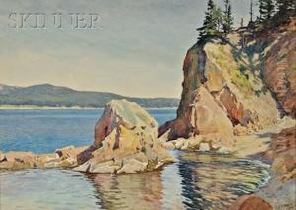 Rocky Cove Oil Painting by Harold Broadfield Warren