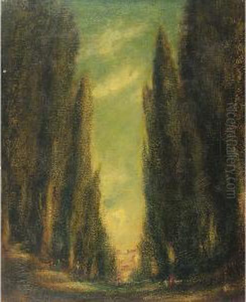 Cipressi Oil Painting by Harold Broadfield Warren