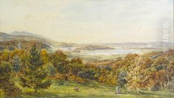 A Man Hunting By A Lake Oil Painting by Henry Warren