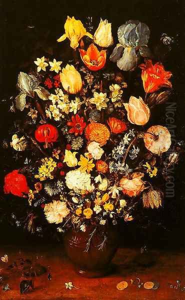 Vase of Flowers with Irises Oil Painting by Jan The Elder Brueghel