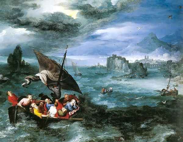 Christ in the Storm on the Sea of Galilee Oil Painting by Jan The Elder Brueghel