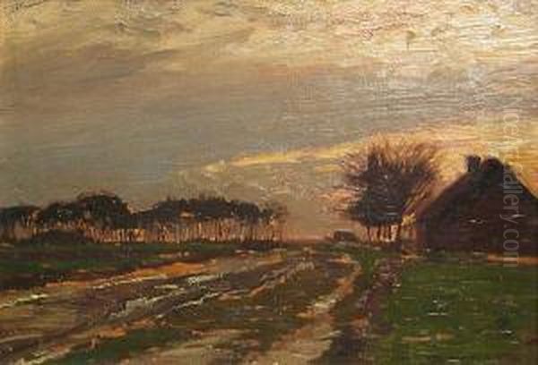 Landscape At Sunset Oil Painting by Alexander Warshawsky