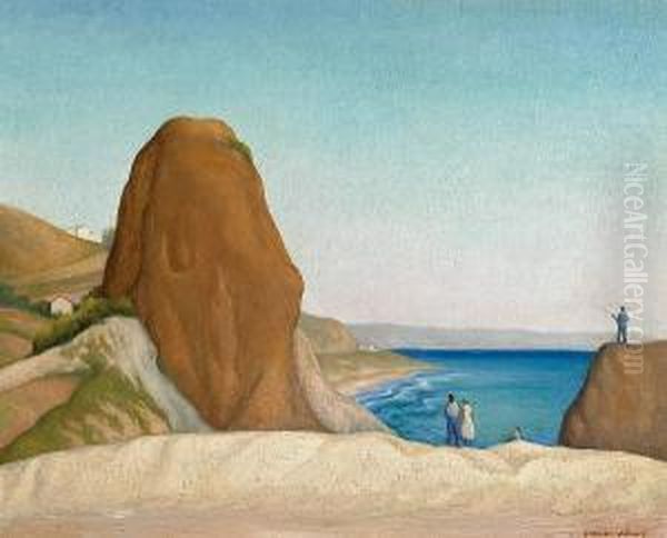 Castle Rock, Santa Monica Beach, California Oil Painting by Alexander Warshawsky