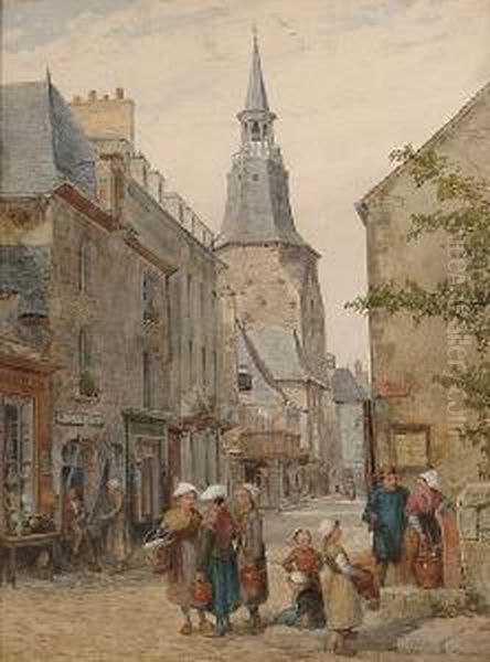 Street Scene In Northern France Oil Painting by Louis Absolon Warwick