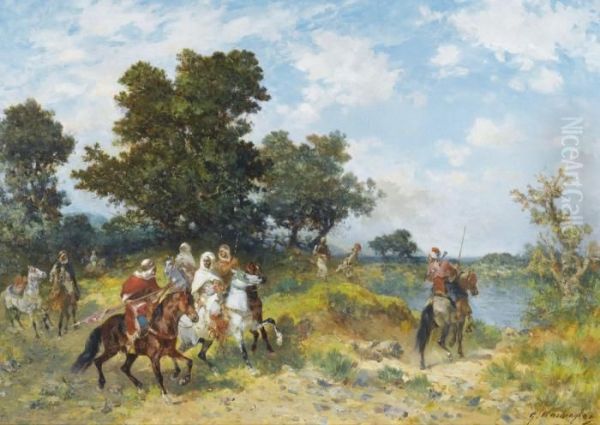 Cavaliers Arabes Oil Painting by Georges Washington