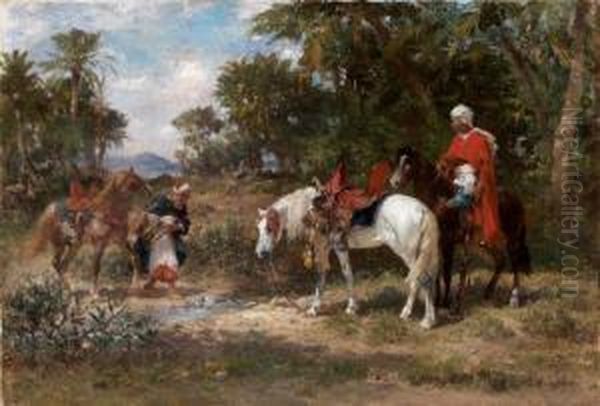 La Halte Dans La Palmeraie Oil Painting by Georges Washington