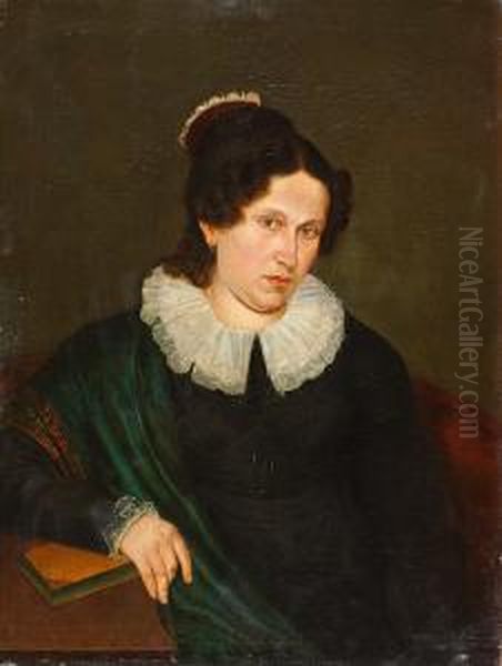 Junge Frau In Schwarzem Kleid Oil Painting by Friedrich Rudolf Wasmann