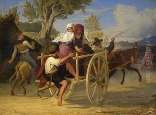 Auf Dem Weg Zum Markt. Oil Painting by Friedrich Rudolf Wasmann